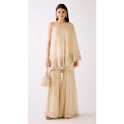 Basanti Kapde aur Koffee The Evening Glow Sharara With Bustier And Cape