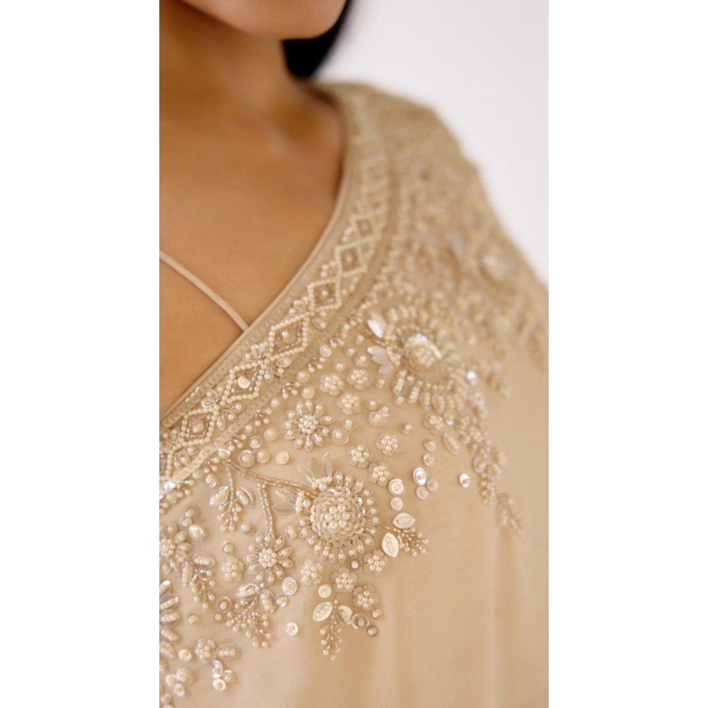 Basanti Kapde aur Koffee The Evening Glow Sharara With Bustier And Cape