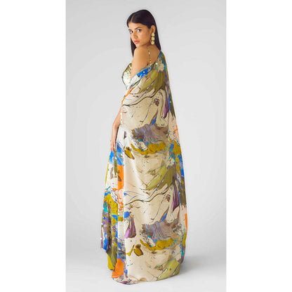 Basanti Kapde aur Koffee The Chromatic Fusion Cape With Bustier And Skirt