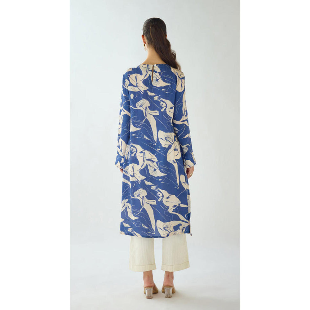 Basanti Kapde aur Koffee Indigo Blue Muslin Kurta With Pant