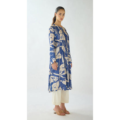 Basanti Kapde aur Koffee Indigo Blue Muslin Kurta With Pant