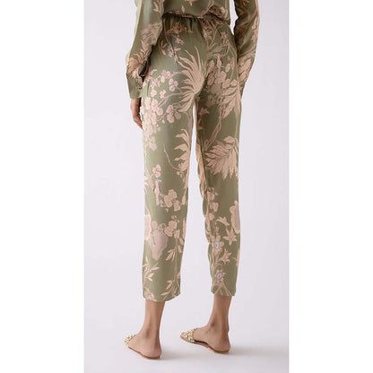 Basanti Kapde aur Koffee Women Green Straight-Fit Printed Trouser