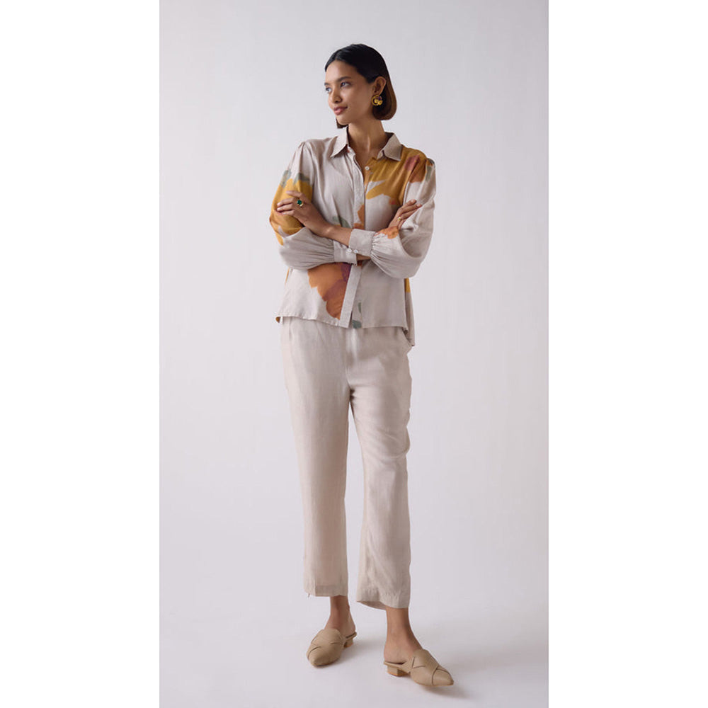 Basanti Kapde aur Koffee Grey Muslin Printed Shirt