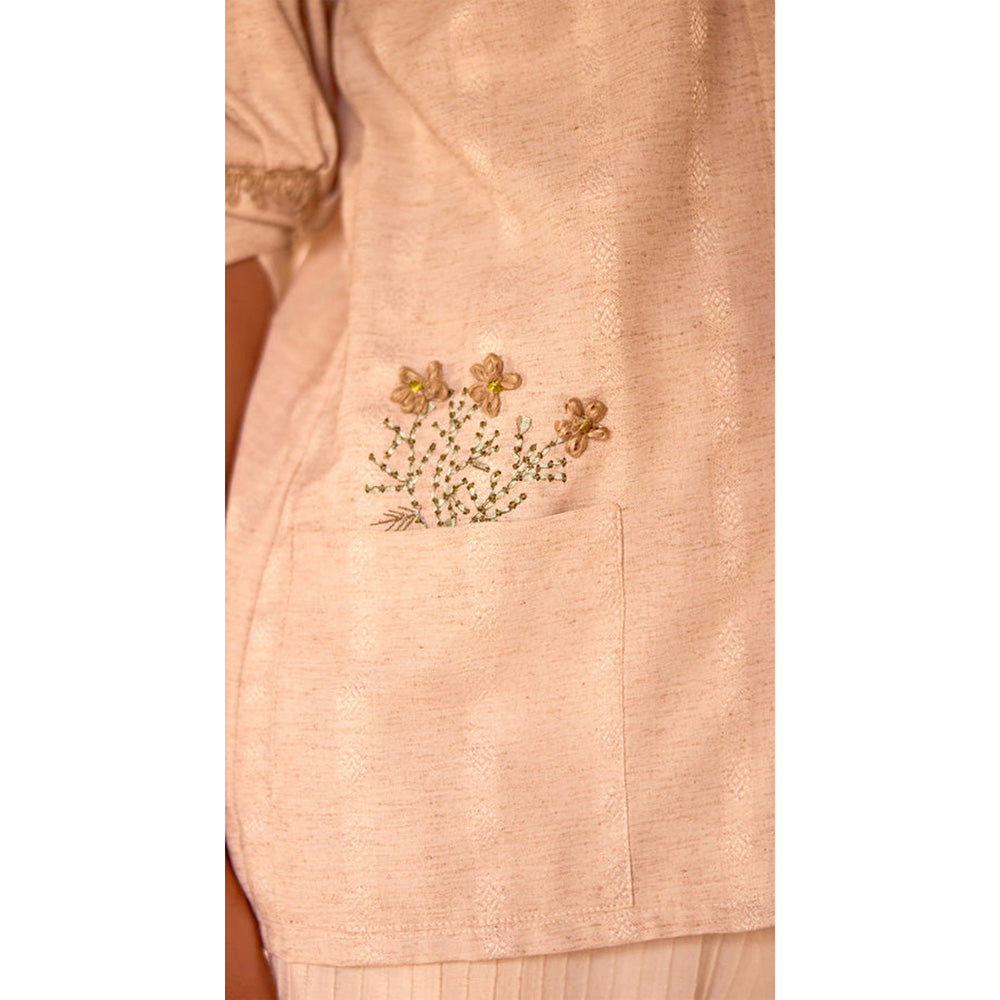 Basanti Kapde aur Koffee Ivory Cotton Jacquard Shirt