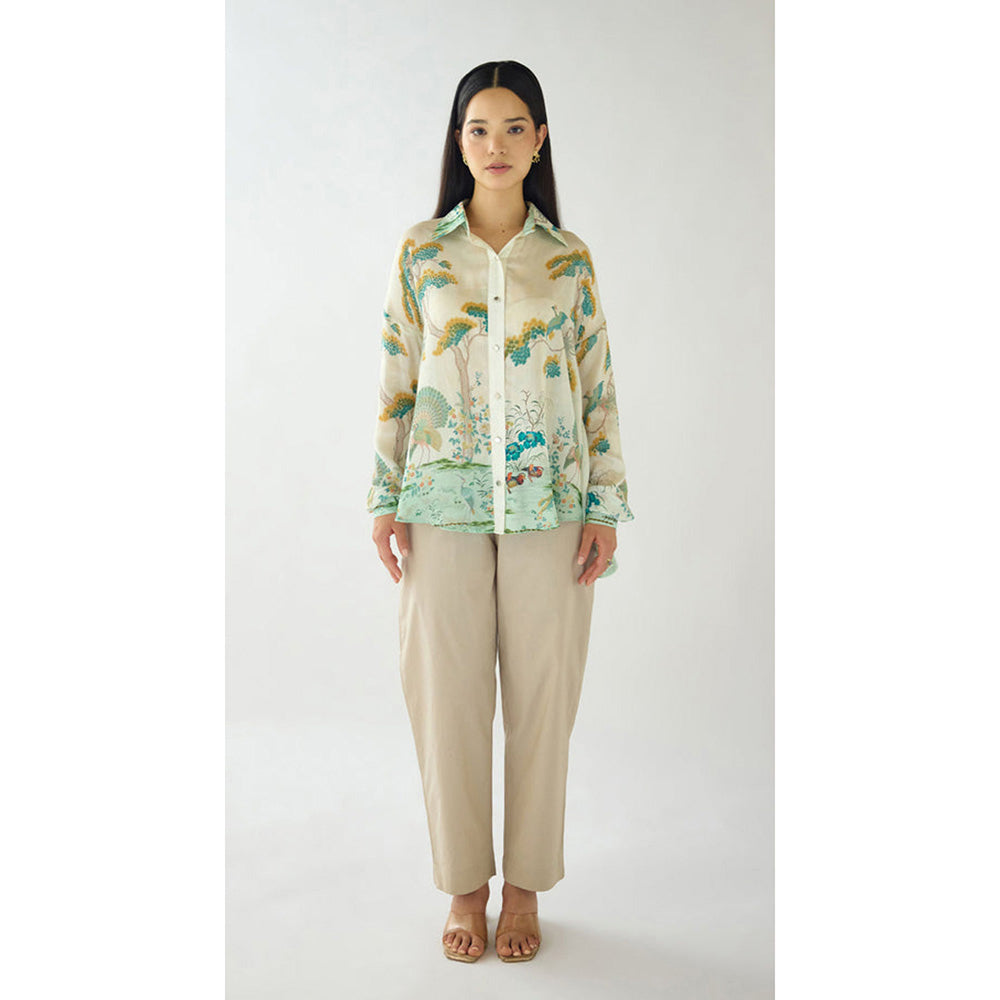 Basanti Kapde aur Koffee The Wild Silk Peacock Garden Shirt