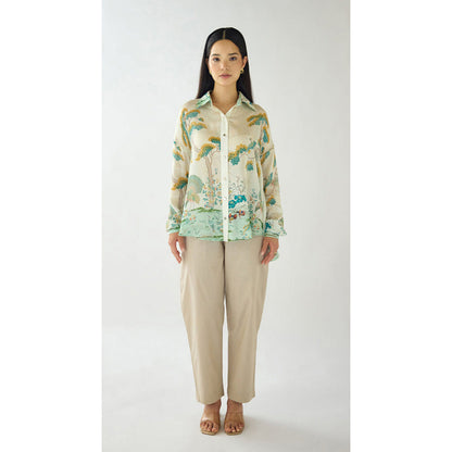 Basanti Kapde aur Koffee The Wild Silk Peacock Garden Shirt