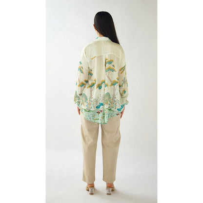 Basanti Kapde aur Koffee The Wild Silk Peacock Garden Shirt