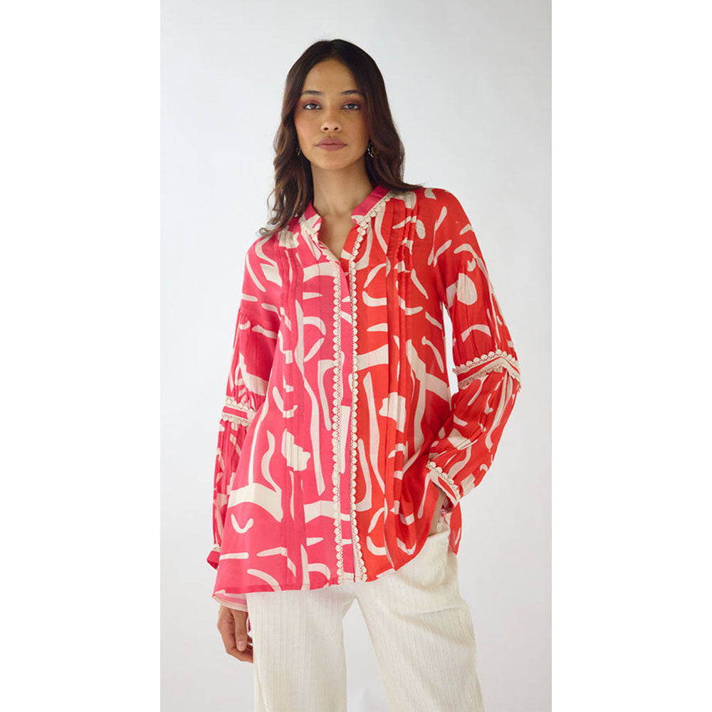 Basanti Kapde aur Koffee Pink Abstract Print Muslin Tunic