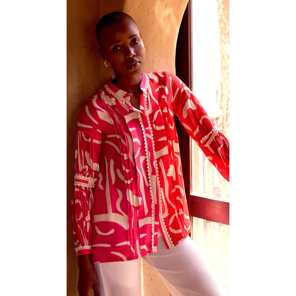 Basanti Kapde aur Koffee Pink Abstract Print Muslin Tunic
