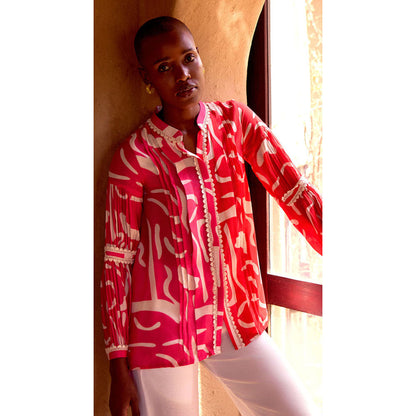 Basanti Kapde aur Koffee Pink Abstract Print Muslin Tunic