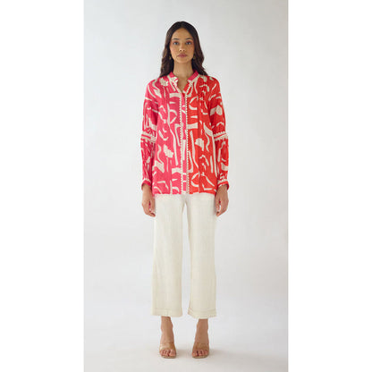 Basanti Kapde aur Koffee Pink Abstract Print Muslin Tunic