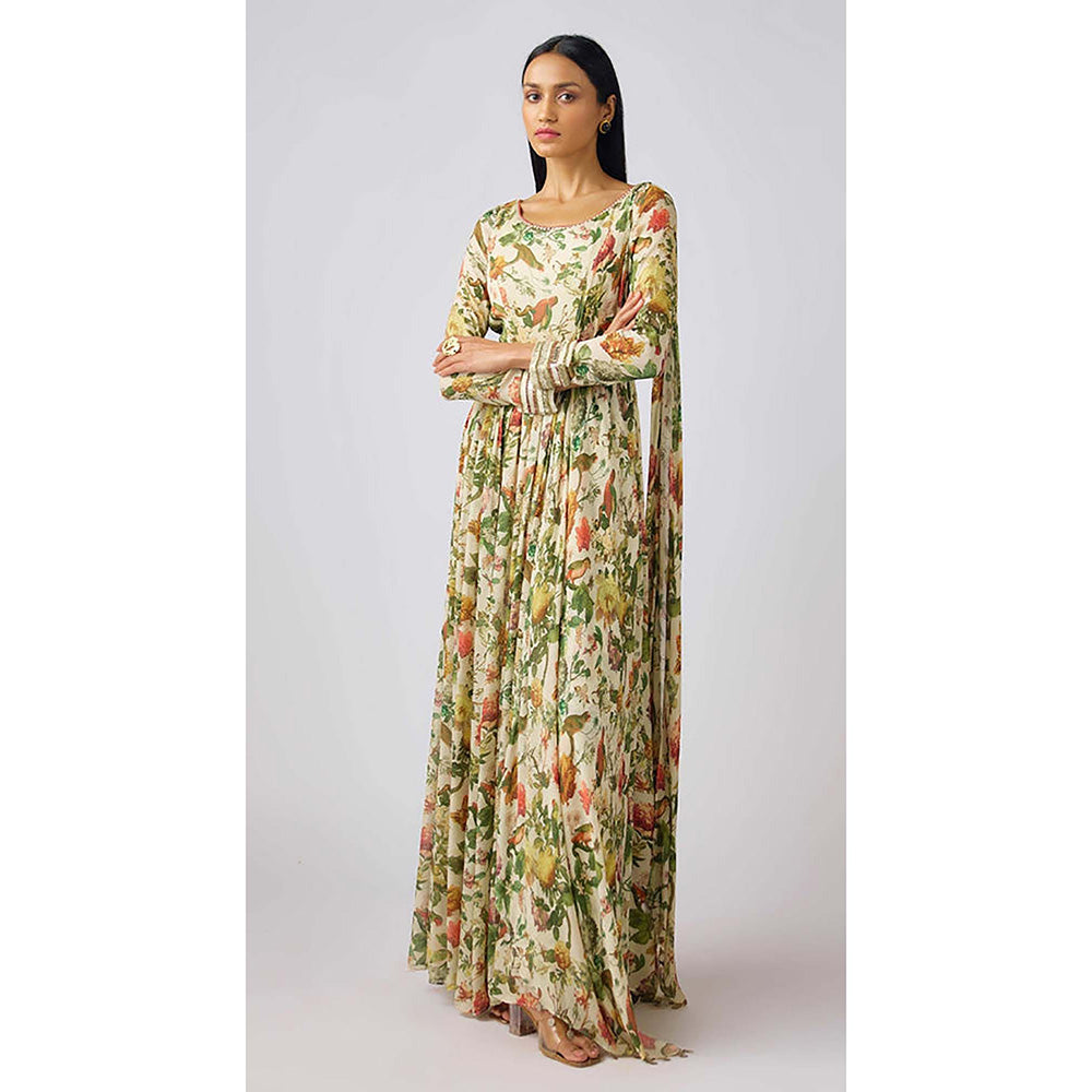 Basanti Kapde aur Koffee Off White Chinon Embroidered Gown