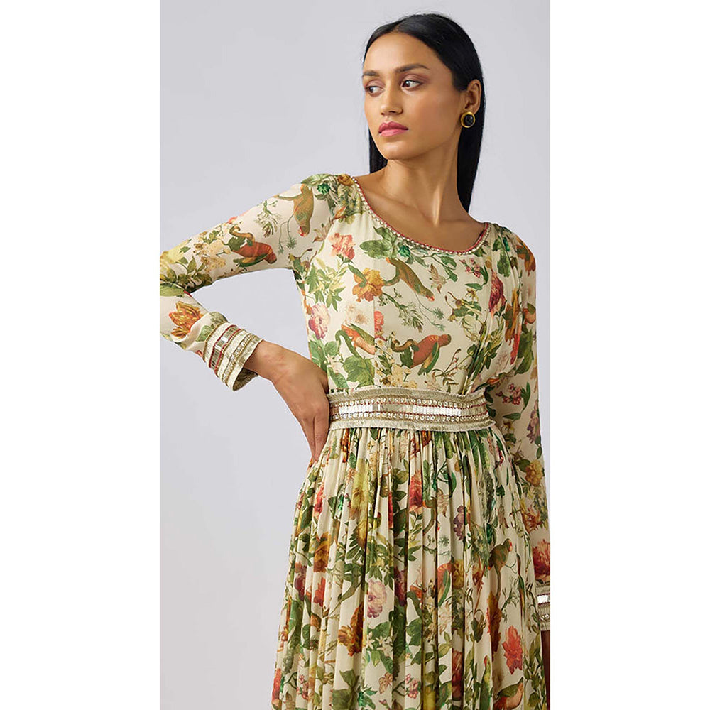 Basanti Kapde aur Koffee Off White Chinon Embroidered Gown