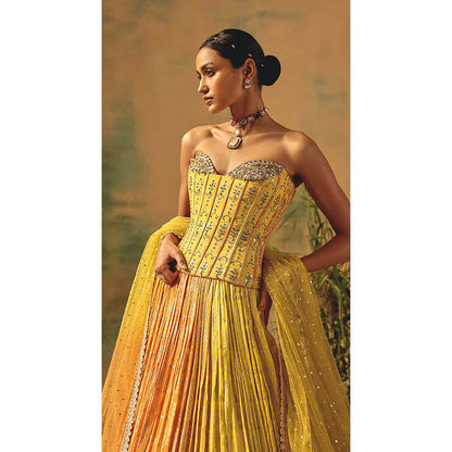Basanti Kapde aur Koffee The Wild Mariposa Lehenga with Corset Blouse and Dupatta