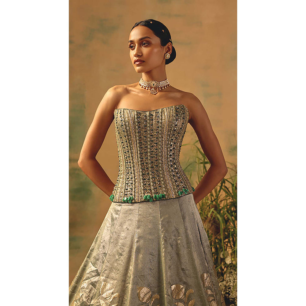 Basanti Kapde aur Koffee The Sage Bloom Lehenga with Corset Blouse and Dupatta