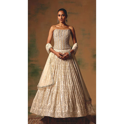 Basanti Kapde aur Koffee The Morning Dew Lehenga with Corset Blouse and Dupatta