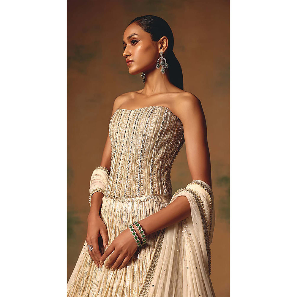 Basanti Kapde aur Koffee The Morning Dew Lehenga with Corset Blouse and Dupatta