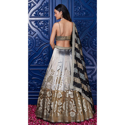 Basanti Kapde aur Koffee Brown Lehenga And Stitched Blouse With Dupatta