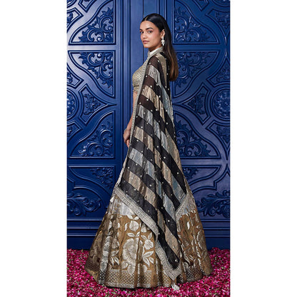 Basanti Kapde aur Koffee Brown Lehenga And Stitched Blouse With Dupatta