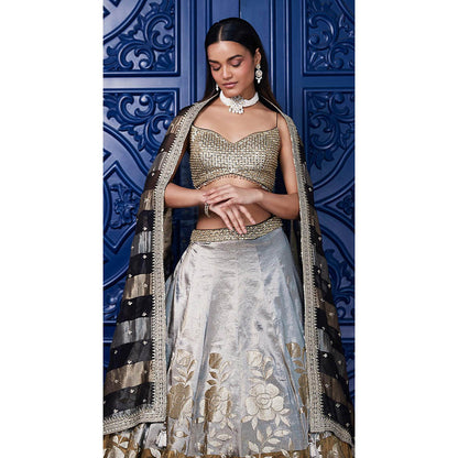 Basanti Kapde aur Koffee Brown Lehenga And Stitched Blouse With Dupatta