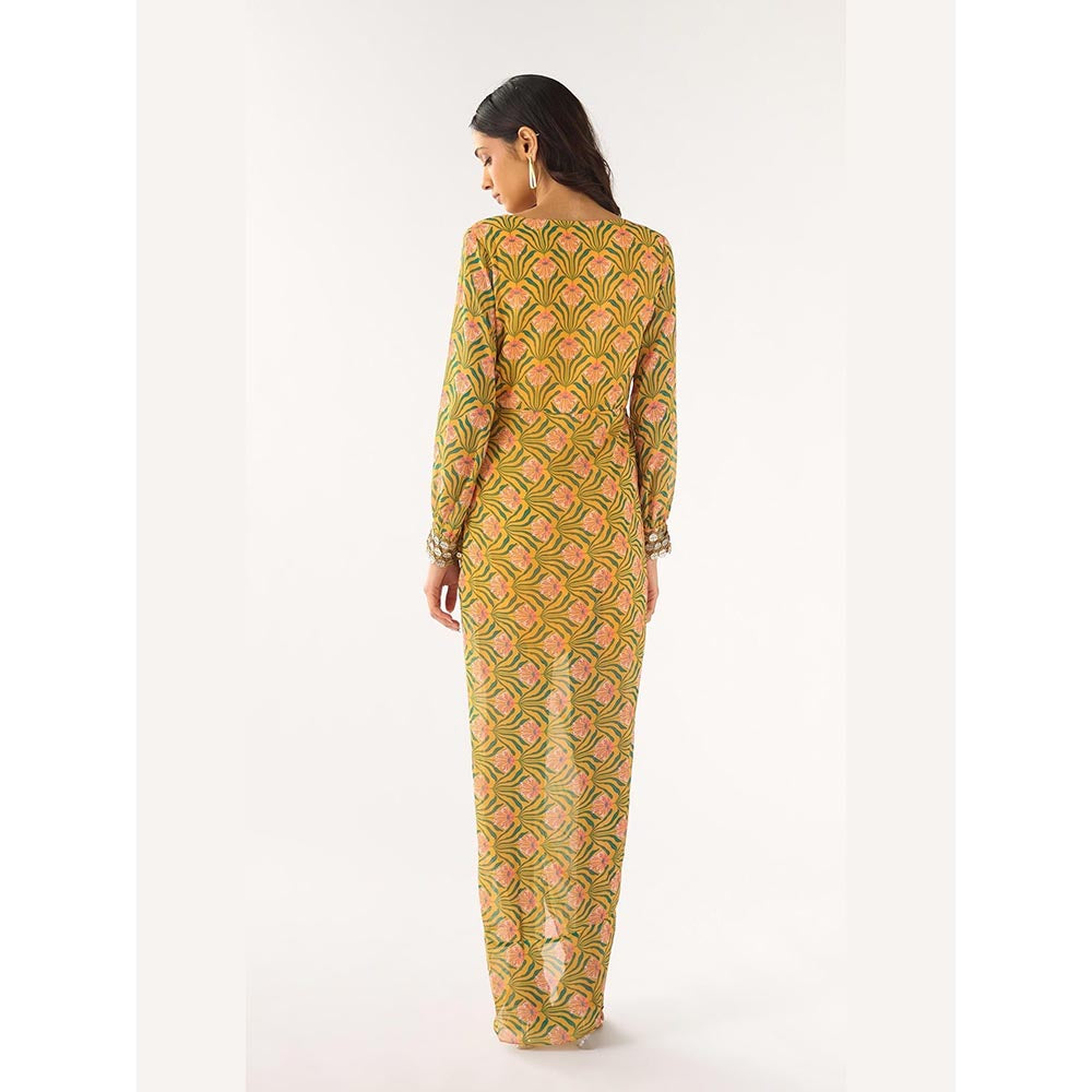 Basanti Kapde aur Koffee Yellow Georgette Embellished Dress