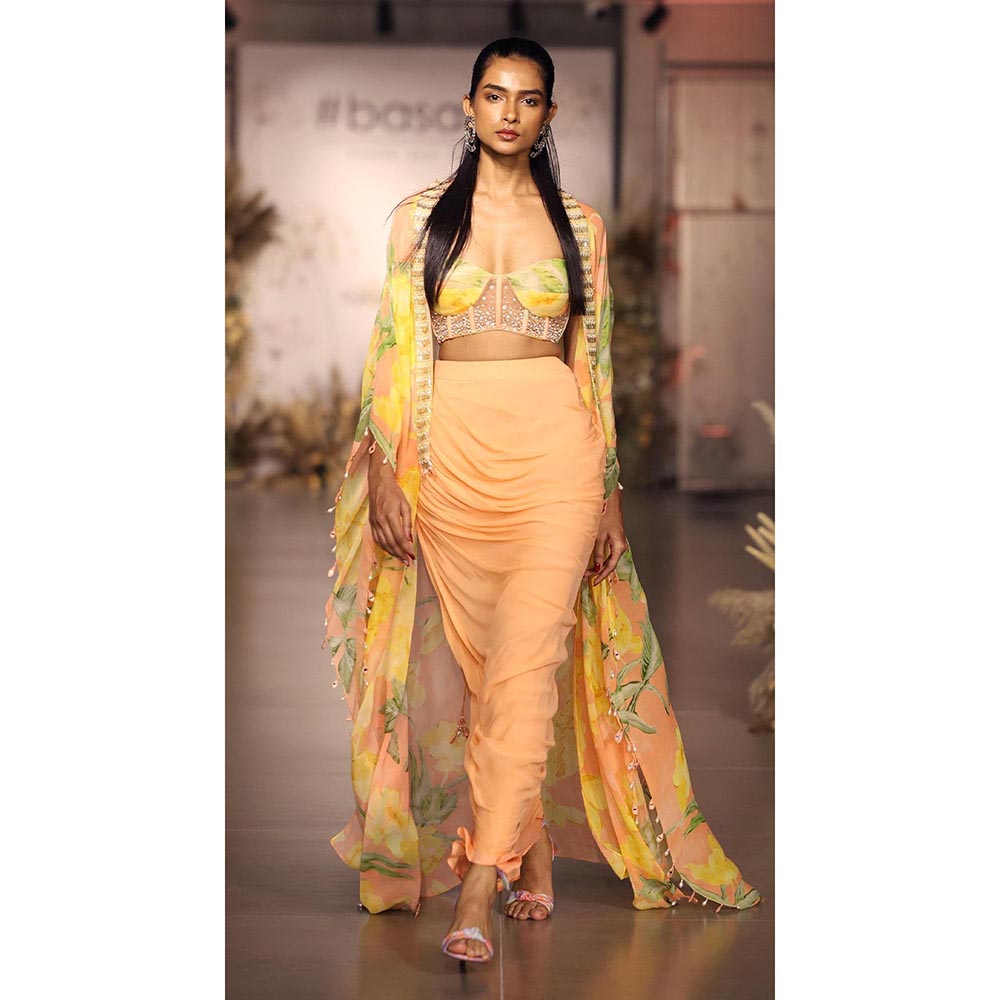 Basanti Kapde aur Koffee The Soft Peach Blooms Cape Set