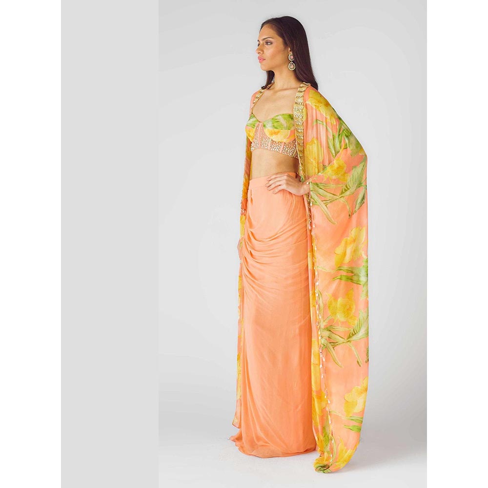 Basanti Kapde aur Koffee The Soft Peach Blooms Cape Set