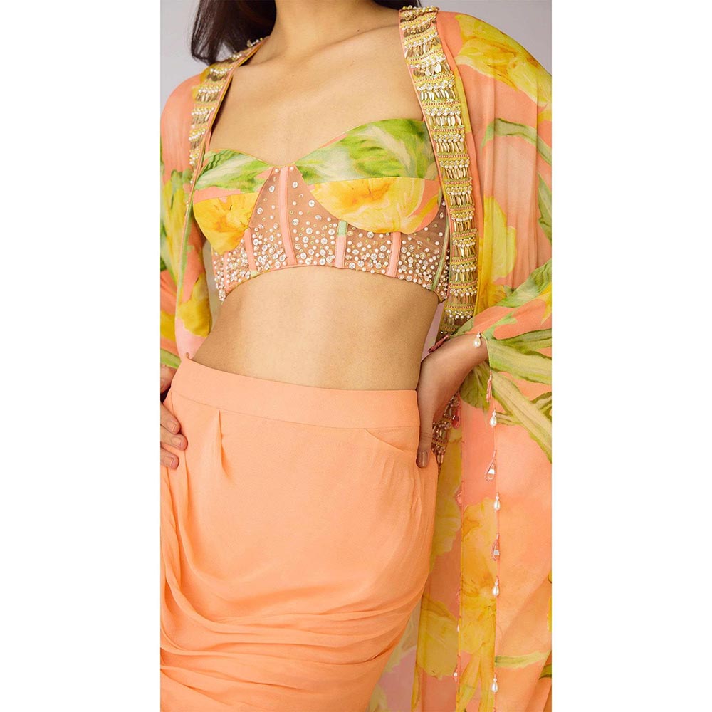 Basanti Kapde aur Koffee The Soft Peach Blooms Cape Set