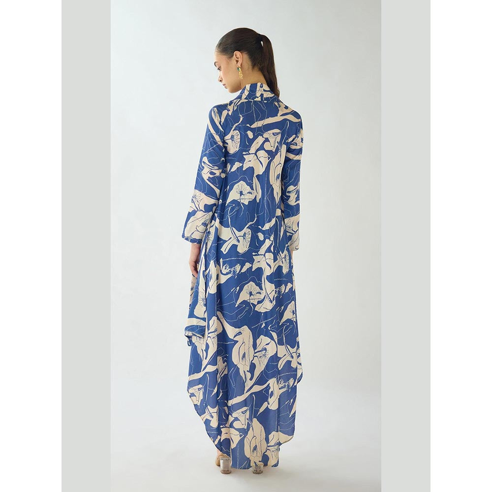 Basanti Kapde aur Koffee Blue Bloom Muslin A Line Dress