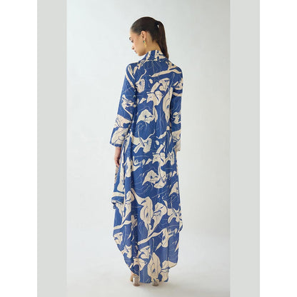 Basanti Kapde aur Koffee Blue Bloom Muslin A Line Dress