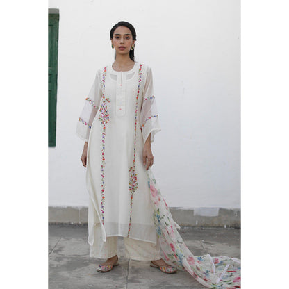 Begum Pret Shikaara Ivory Kurta (Set of 4)