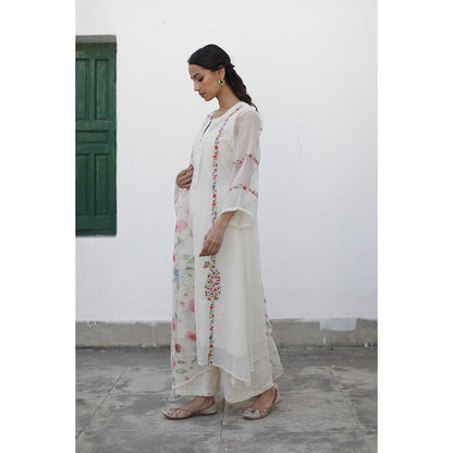 Begum Pret Shikaara Ivory Kurta (Set of 4)