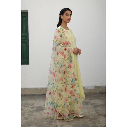 Begum Pret Shikara Lemon Kurta (Set of 4)