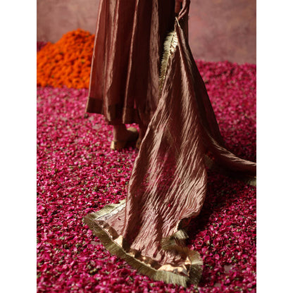Begum Pret Zaahra Rose Gold Kurta (Set of 3)