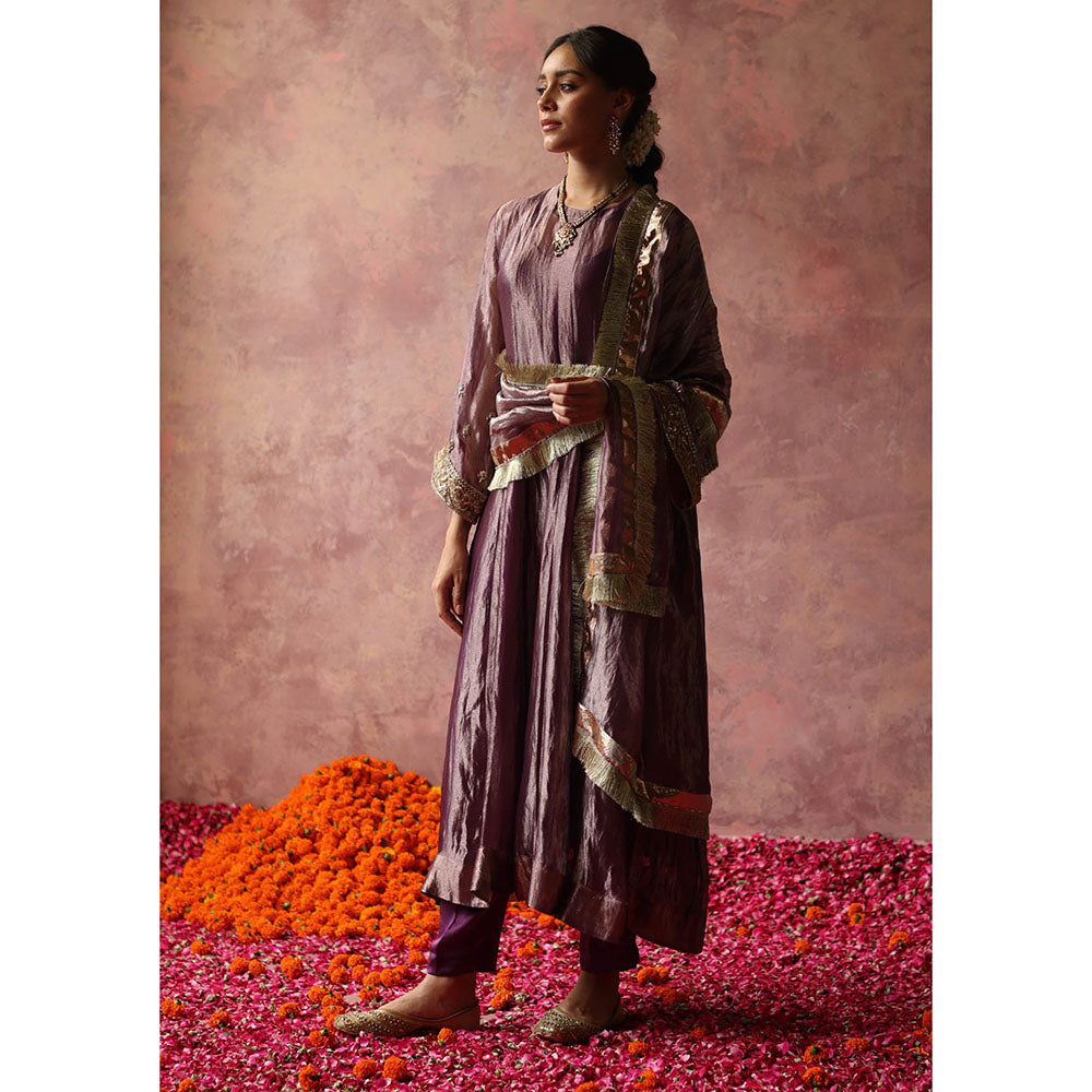 Begum Pret Zaahra Purple Kurta (Set of 4)