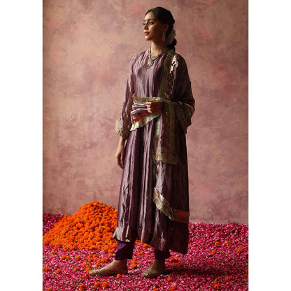 Begum Pret Zaahra Purple Kurta (Set of 4)