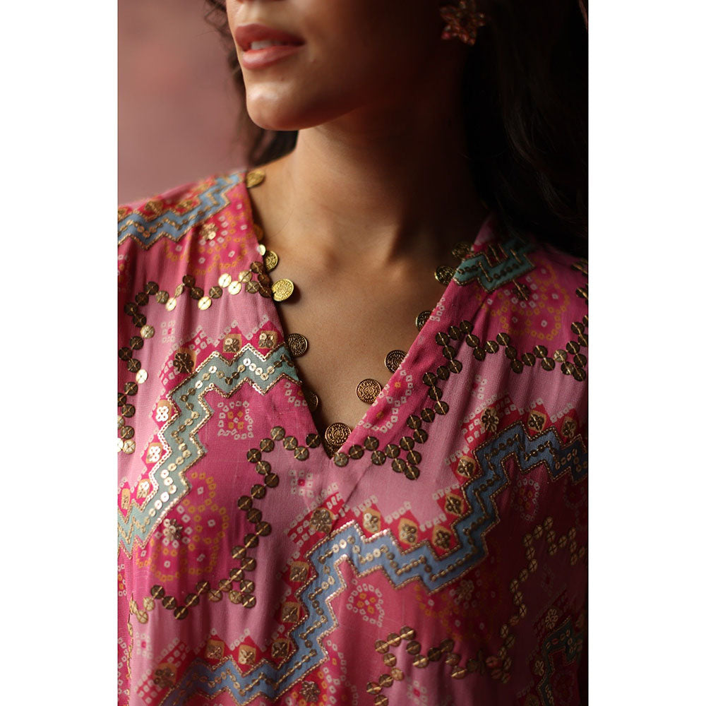 Begum Pret Maiyra Pink Kaftan (Set of 3)