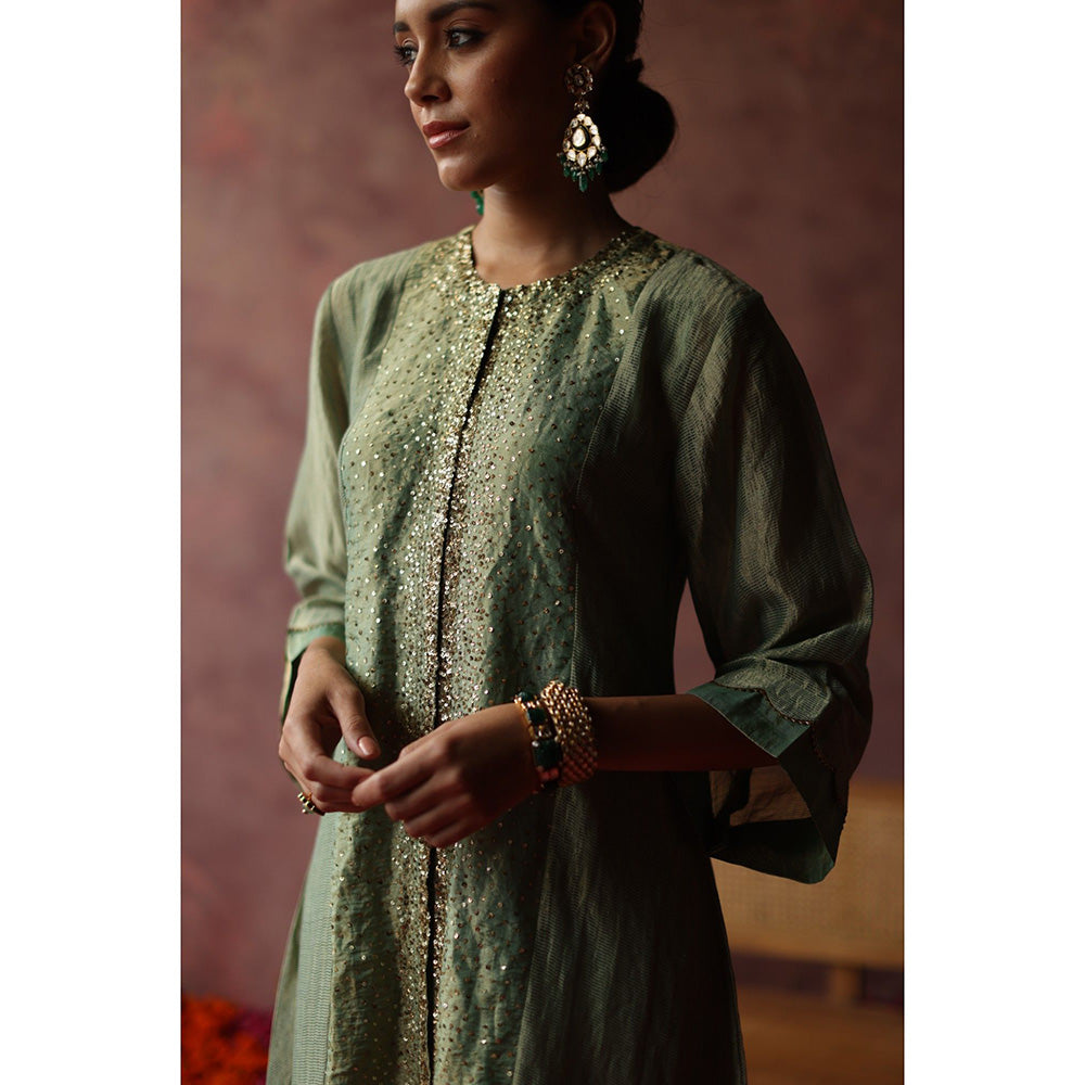 Begum Pret Paakizah Green Kurta (Set of 4)