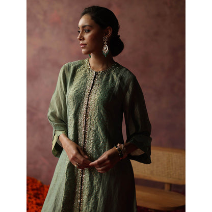 Begum Pret Paakizah Green Kurta (Set of 4)