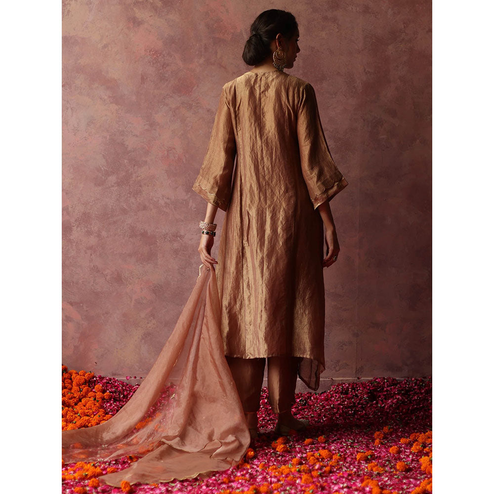 Begum Pret Paakizah Brown Kurta (Set of 4)