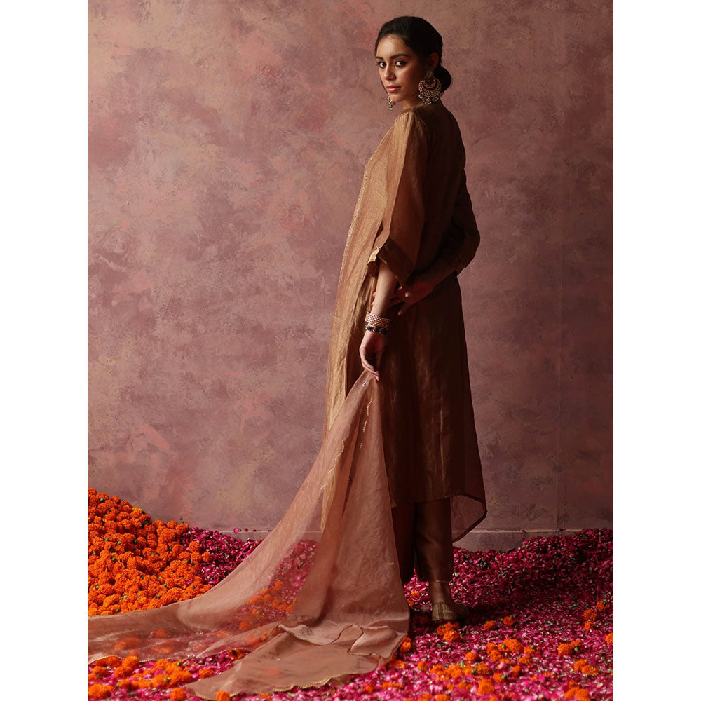 Begum Pret Paakizah Brown Kurta (Set of 4)
