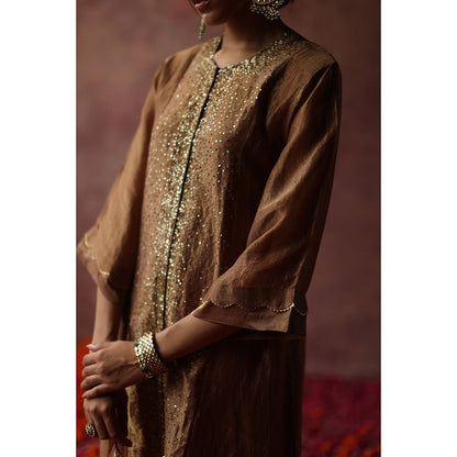 Begum Pret Paakizah Brown Kurta (Set of 4)