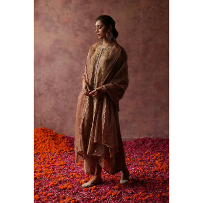Begum Pret Paakizah Brown Kurta (Set of 4)