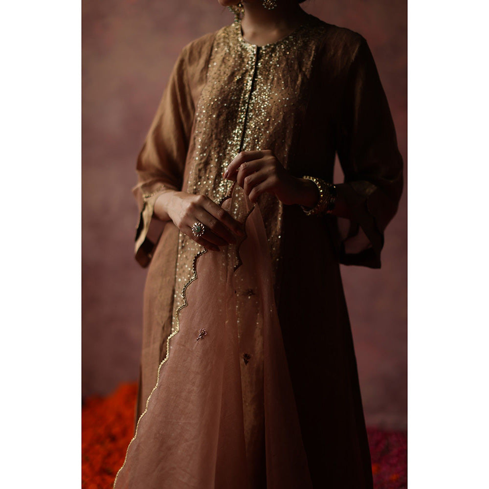 Begum Pret Paakizah Brown Kurta (Set of 4)