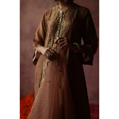 Begum Pret Paakizah Brown Kurta (Set of 4)