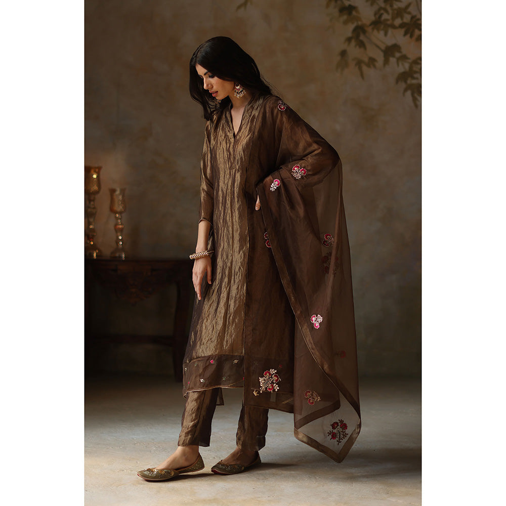 Begum Pret Ayat Gold Kurta with Pant and Dupatta (Set of 3)