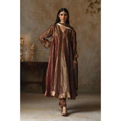 Begum Pret Saanjh Multi-Color Anarkali Kurta with Pant and Dupatta (Set of 3)
