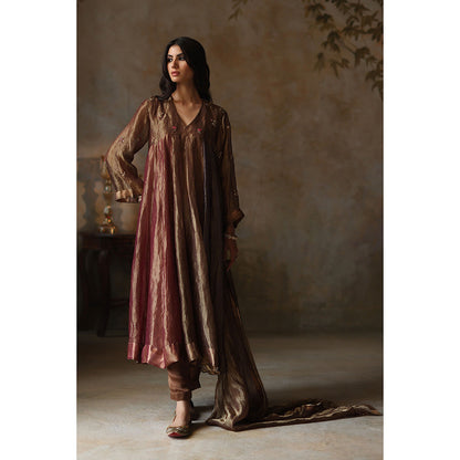 Begum Pret Saanjh Multi-Color Anarkali Kurta with Pant and Dupatta (Set of 3)