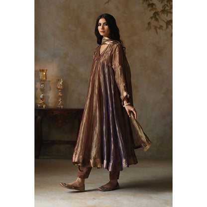 Begum Pret Saanjh Multi-Color Anarkali Kurta with Pant and Dupatta (Set of 3)
