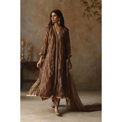 Begum Pret ASMA Gold Kurta with Pant & Dupatta (Set of 3)